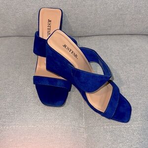 Blue Slip On Wedge